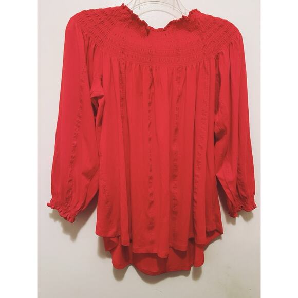 Lauren Ralph Lauren Smocked On/Off-The-Shoulder Top Red XL NWT - Picture 5 of 7